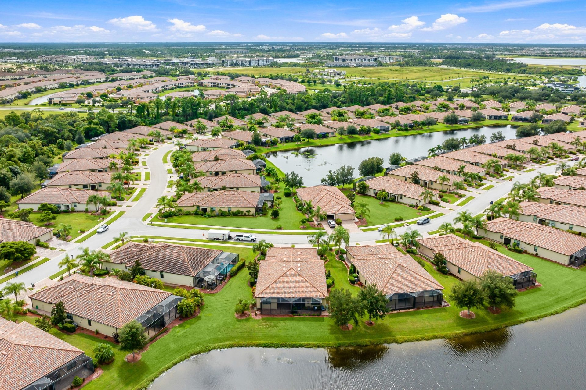 Aerial view of Gran Paradiso lakes and homes
