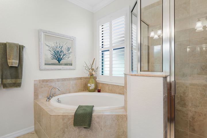 Primary bath with tub and shower