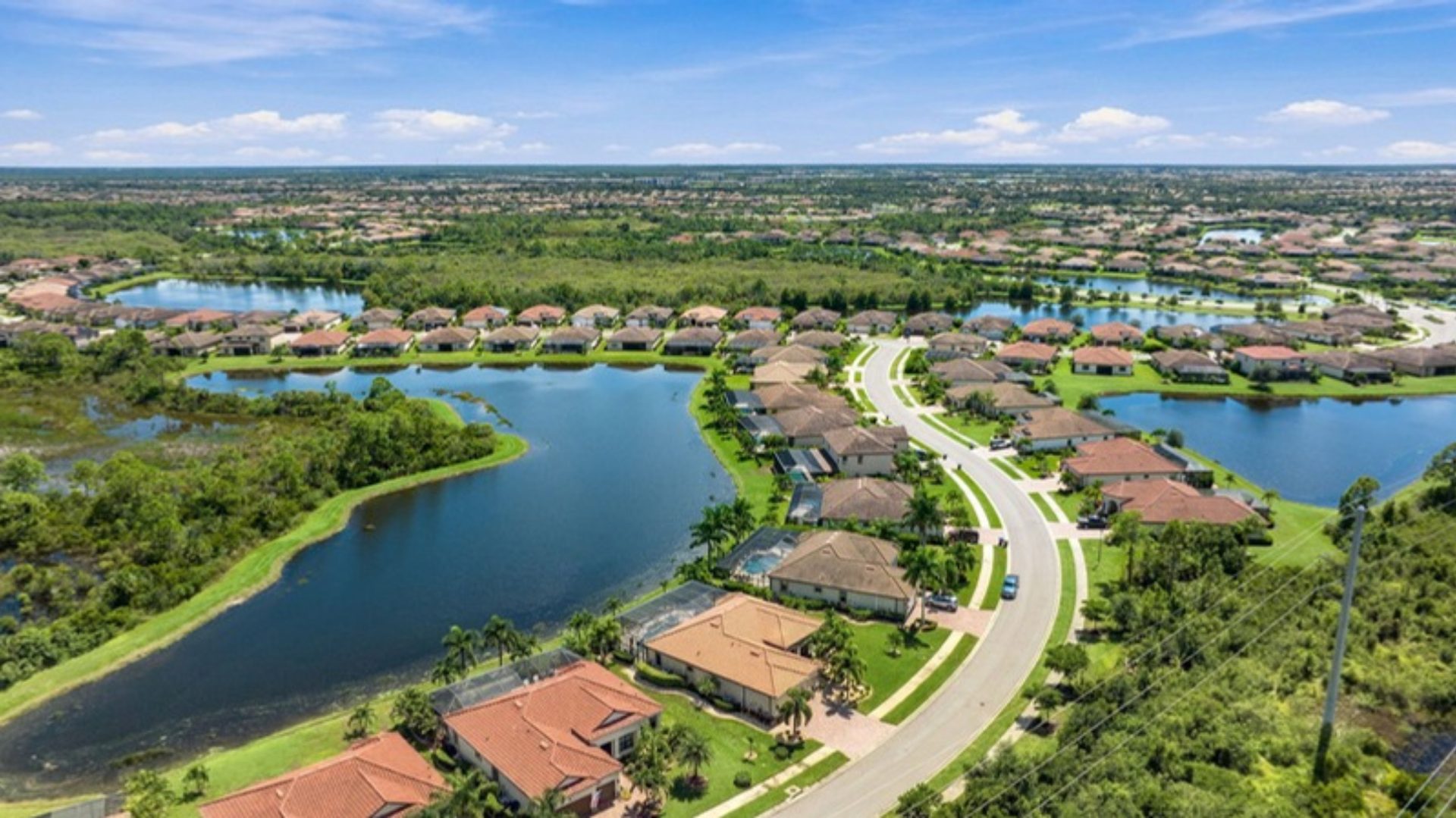 Aerial view of Gran Paradiso lakes and homes
