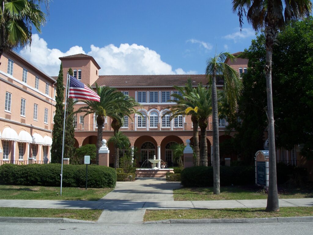 Hotel Venice built in 1926, among the first major buildings of the Brotherhood of Locomotive Engineers planned city in northern Italian and Mediterranean Revival style